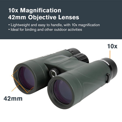 Celestron - Nature DX 10x42 Binoculars – Ideal for Birding and Outdoors – 42mm Objective Lenses – 5.8° Field of View – BaK-4 Prisms – Fully Multi-Coated – Waterproof and Fogproof