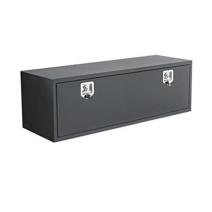 EliteEdge Black Steel Underbody Truck Box, Pickup Storage Box, Heavy Duty Diamond Plate Tool Box with Lock and Keys, Waterproof Trailer Storage Box (48" x 16" x 13"-Grey)