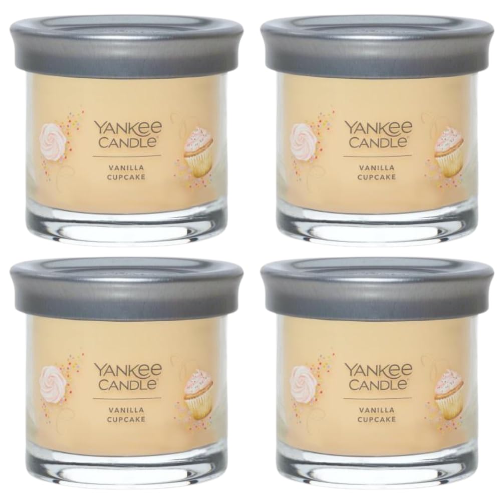 Yankee Candle Small Tumbler Scented Single Wick Jar Candle, Vanilla Cupcake, Over 20 Hours of Burn Time, 4.3 Ounce (Pack of 4)