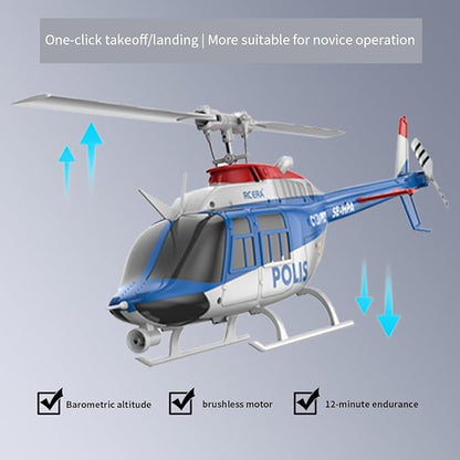 RC ERA 1/33 Scale C138 Pro Bell 206 RC Helicopter 2.4G 6CH 6-Axis Gyro Flybarless Heli with Optical Flow Upside Down 3D Rolling One-Key Takeoff(3 Battery)