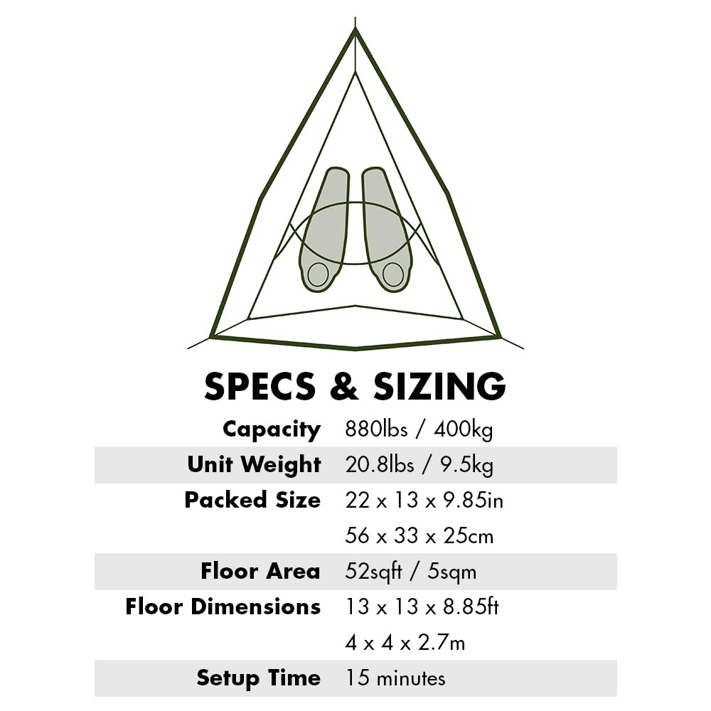 Tentsile Connect V3 2-Person Tree Tent Hammock, The Original Tree Tent Company, 880 Pound Capacity, Portable Treehouse, Heavy Duty Ratchets Included, Designed in The UK (Safari Brown)