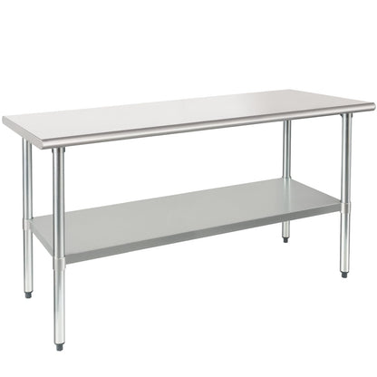 HARDURA Stainless Steel Table 24X60 Inches with Undershelf and Galvanized Legs NSF Heavy Duty Commercial Prep Work Table for Restaurant Kitchen Home and Hotel