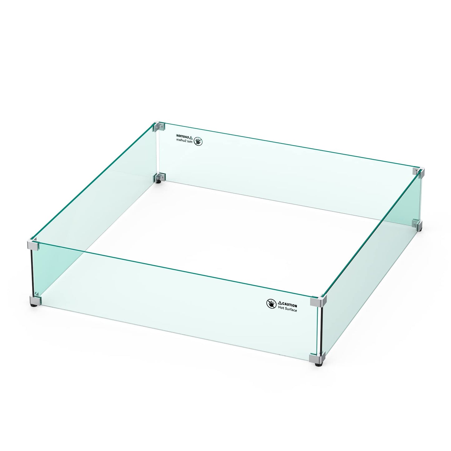 Skyflame Fire Pit Glass Wind Guard Square, 30" x 30" x 6" Tempered Glass Flame Shields, Fire-Resistant Windscreen Set, Fits for 24-inch fire Pit Burner pan