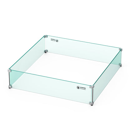 Skyflame Fire Pit Glass Wind Guard Square, 30" x 30" x 6" Tempered Glass Flame Shields, Fire-Resistant Windscreen Set, Fits for 24-inch fire Pit Burner pan