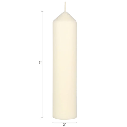 Mega Candles 3 pcs Unscented Round Dome Top Ivory Pillar Candles, Low Cost Single Use Event Wax Candle 2 Inch x 9 Inch, Ideal for Weddings, Parties, Events, Occasions, Florists, Prayers, Vigils
