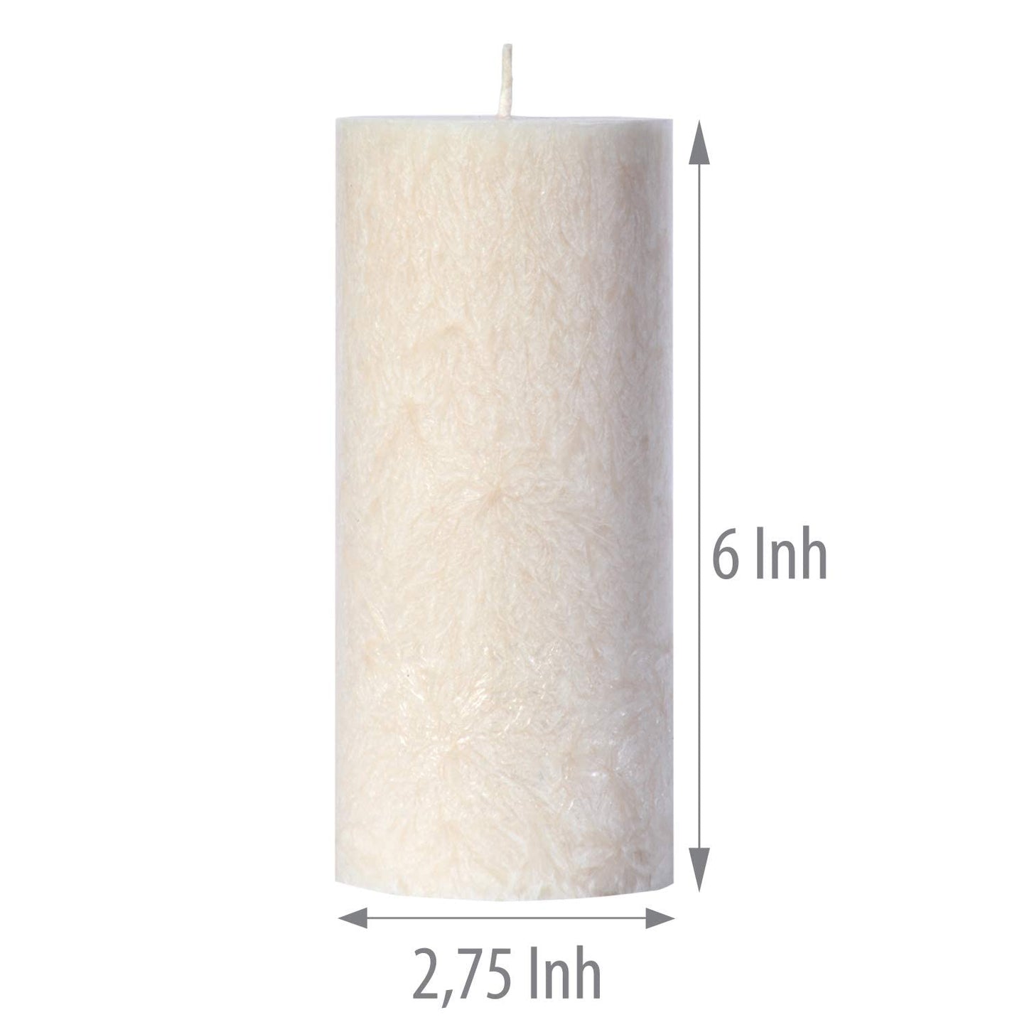 Tall Unscented Pillar Natural Candles, Clean Burning, Dripless, Smokeless Set of 2 (2.75” x 6” Marble White)