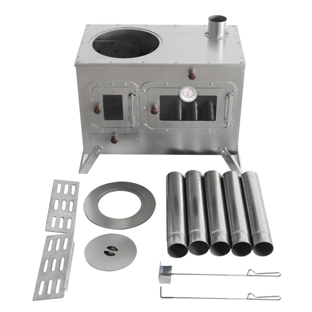 Large Outdoor Camping Stove with oven Portable Tent Stove With Pellet Stove Burner Chimney Pipe