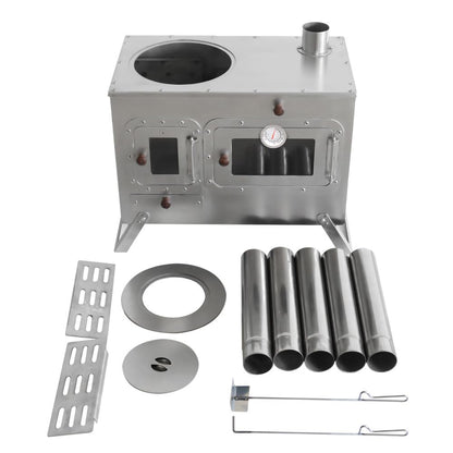 Large Outdoor Camping Stove with oven Portable Tent Stove With Pellet Stove Burner Chimney Pipe