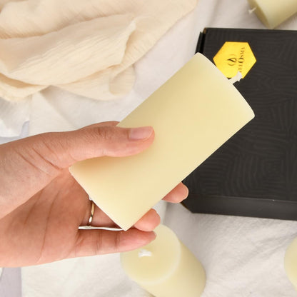 3 Pack 2 inch Wide Beeswax Pillar Candle 4 inch Tall, Smokeless and Long Lasting Natural Pure Bees Wax Candle, Unscented, Off White