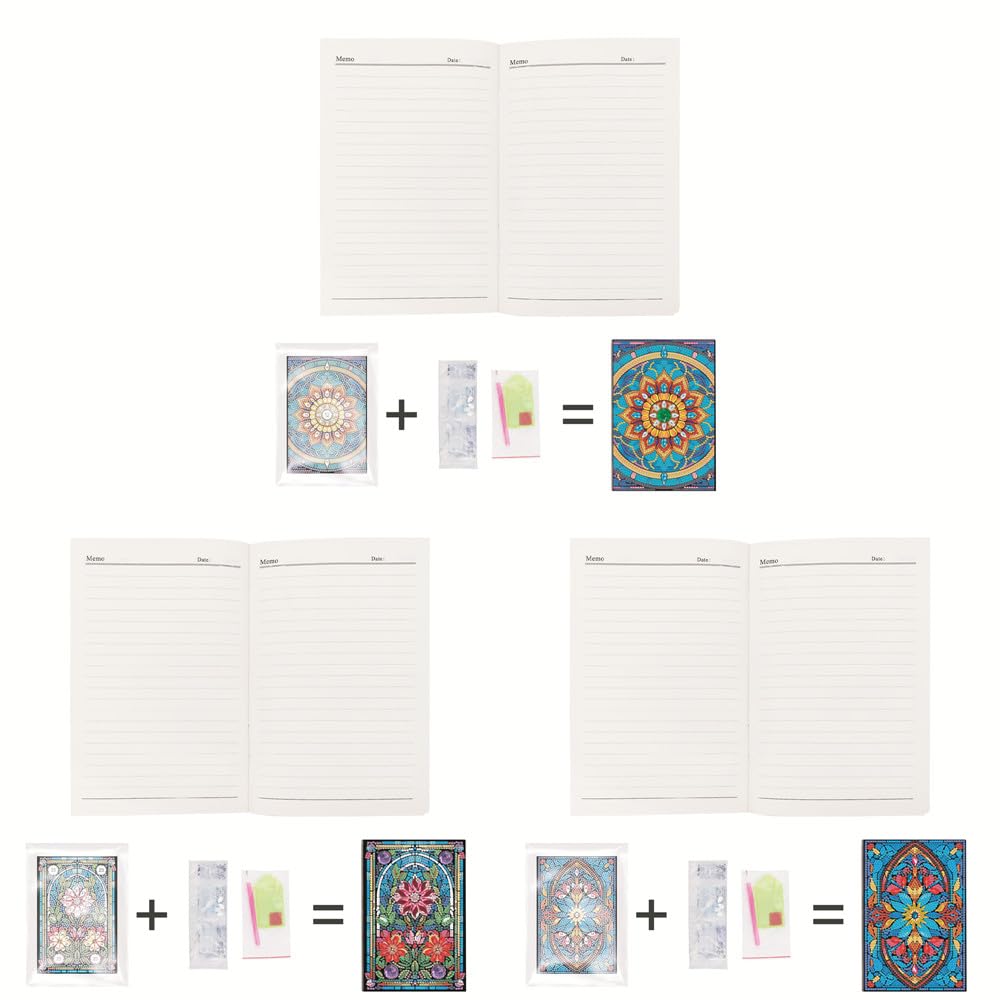 MaiYiYi 3 PCS Datura Notebook Diamond Painting Kit Flower Diary Book Diamond Art Kits for Adults Mandragora Notepad Crystal Diamond Painting for Study Home Office Art Drawing (20X14 CM)