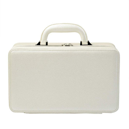 Oirlv Leather Jewelry Box Handmade Travel Jewelry Organizer Storage Case Holder For Girl Lady Earring,Ring,Necklace,Pendant,Watch,Bracelet。(X010)White