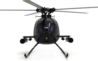 Large 335mm MD500 C189 Brushless Remote Control Helicopter Add Optical Flow Positioning RC Heli Aircraft 1/28 Scale Full-Function Excellent Control Aerobatics System US Military RTF Black 1-Battery