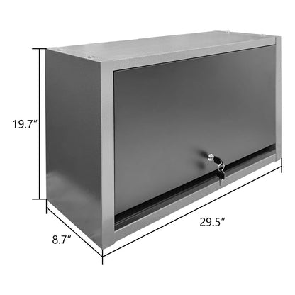 JZD Metal Wall Cabinet with Removable Shelf, Lockable Hanging Cabinet with Up Flip Door, for Kitchen Warehouse Utility Room Garage