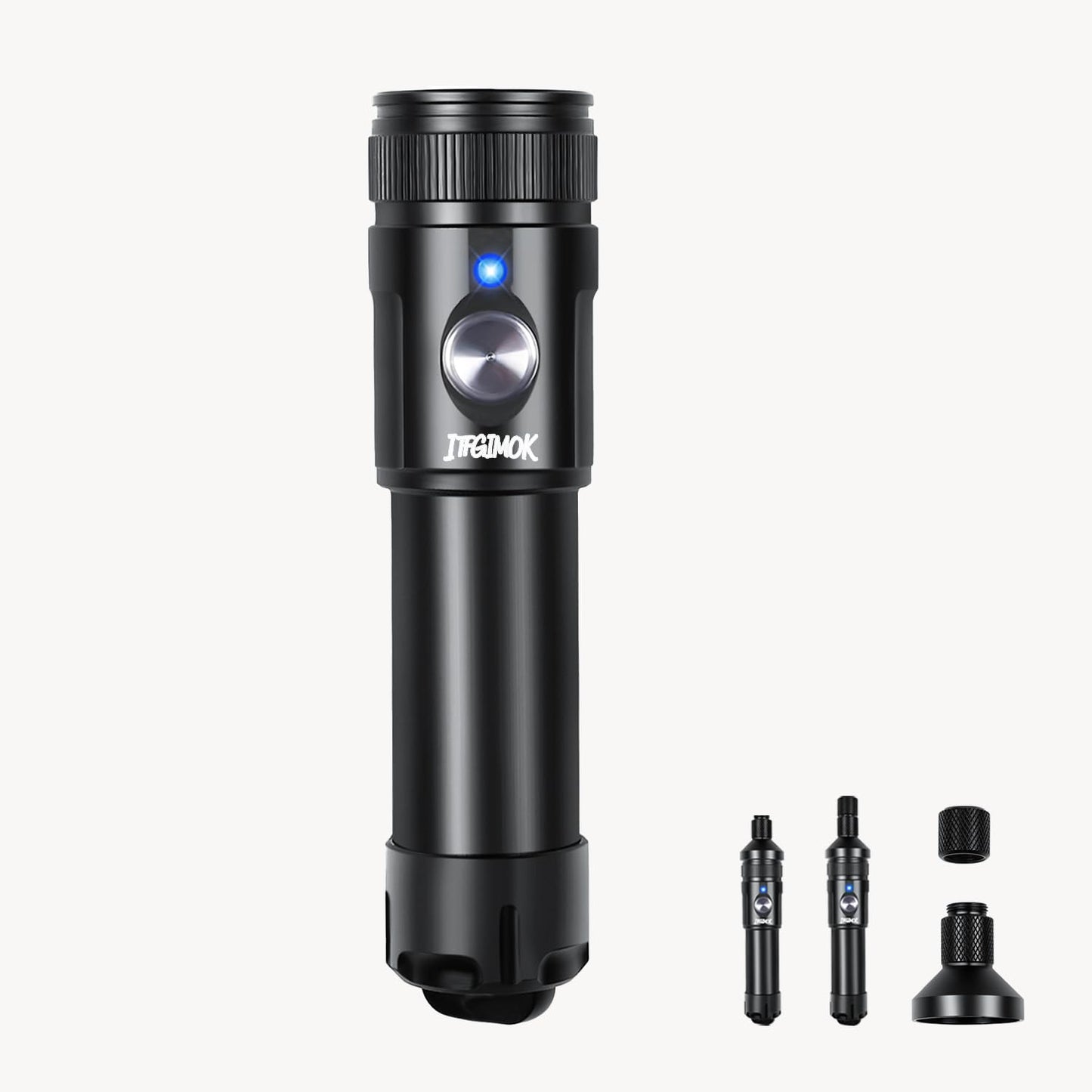 ITFGIMOK Super Bright Dive Light, IP68 Waterproof Flashlight with 3 Adjustable Beams (3° Spot/24° Flood/72° Wide), for Underwater Photography, Macro Video, Night Diving