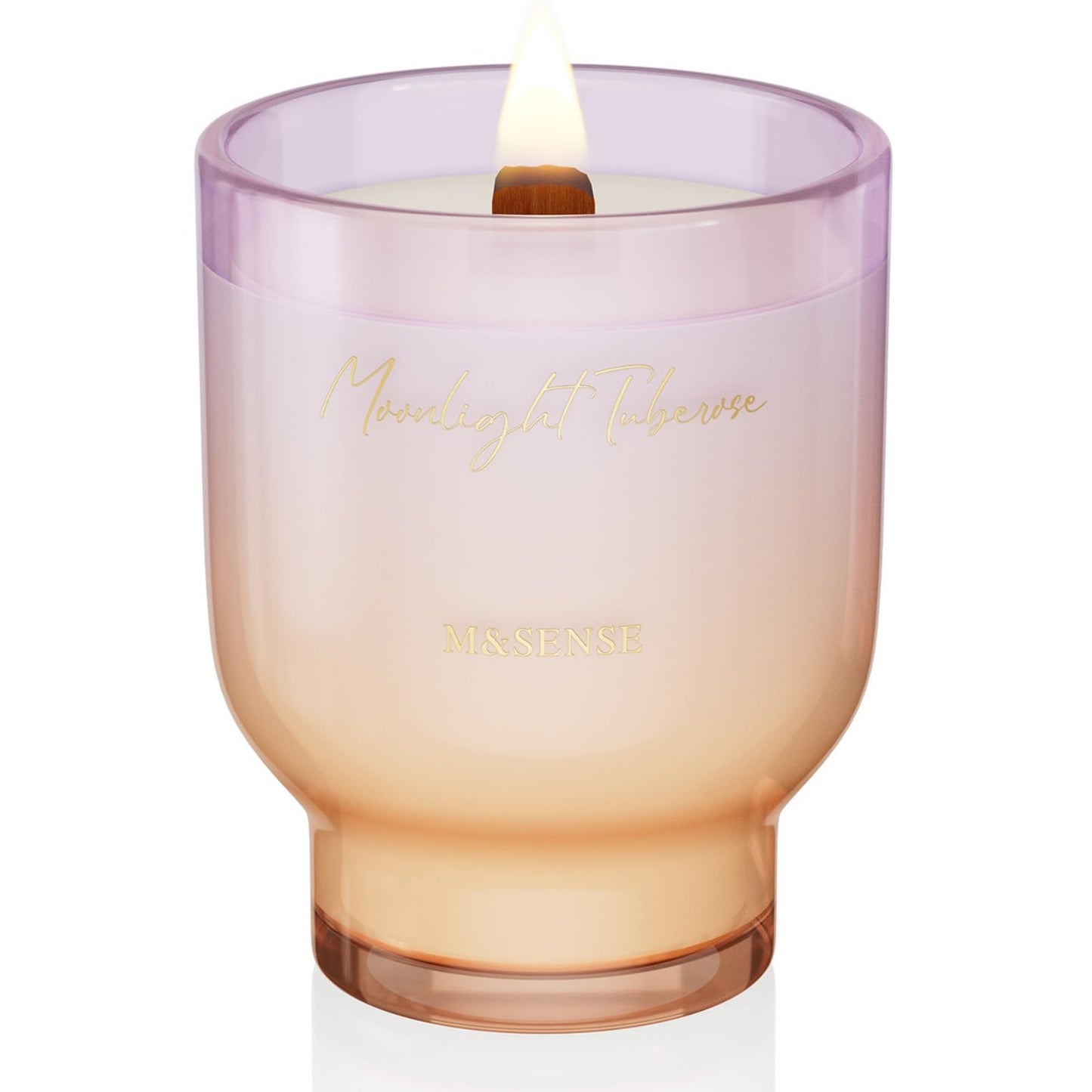 M&SENSE 16.6oz Natural Soy Large Jar Candle with Wooden Wick | Moonlight Tuberose Scent | 95-Hour Burn & Long-Lasting Burn | Housewarming Gift for Men and Women