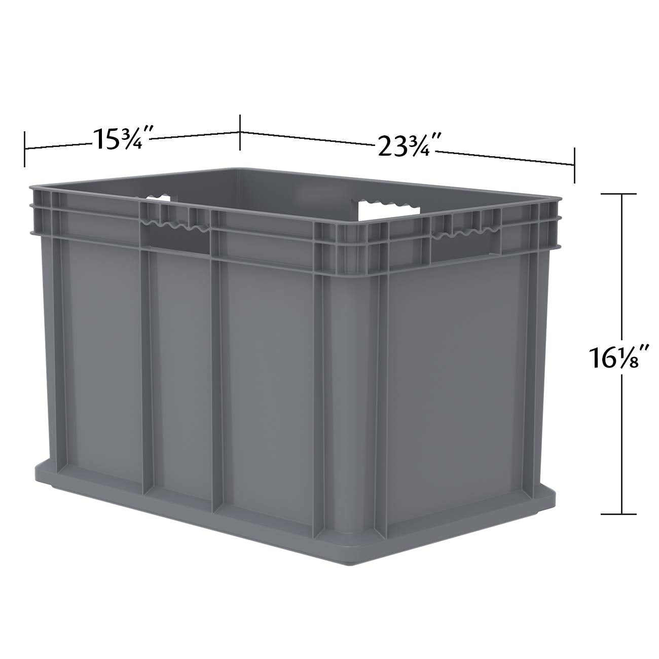 Akro-Mils 37686 Plastic Straight Wall Container Tote with Solid Sides and Solid Base, (24-Inch x 16-Inch x 16-Inch), Gray, (2-Pack)