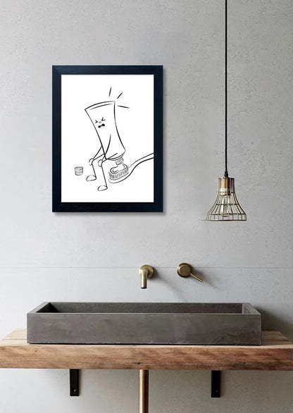 Regine Switzerland Black and White Bathroom Wall Art - Funny Toilet Decor Canvas Print | Minimalist Humor Design