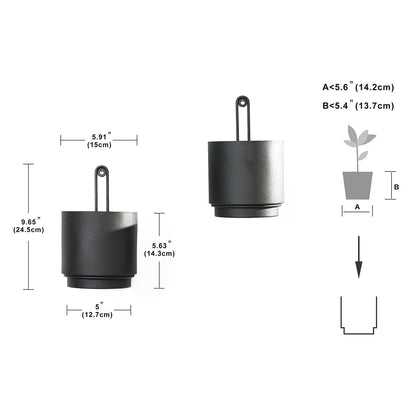 CISEANOL 2 Pcs Wall Mounted Hanging Planter Vase for Indoor and Outdoor Plants Modern Metal Wall and Ceiling Planter Minimalist Flower Pot (Black, 5.91 inch)