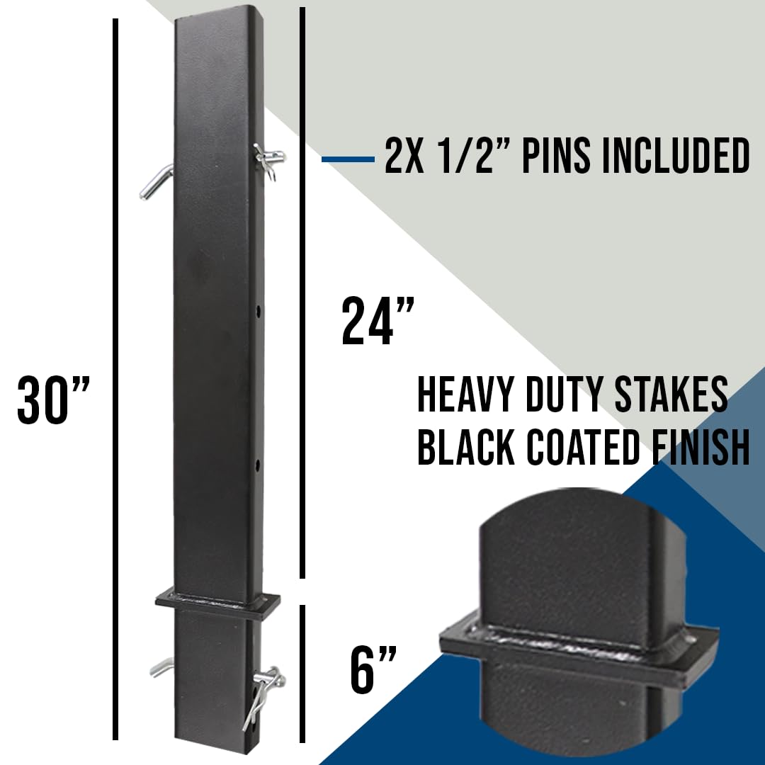 BoxerTool 4 Pack 30" Adjustable C Channel Pipe Stake for Flatbed Trailer Hauler – Made of Steel - 4 Pack