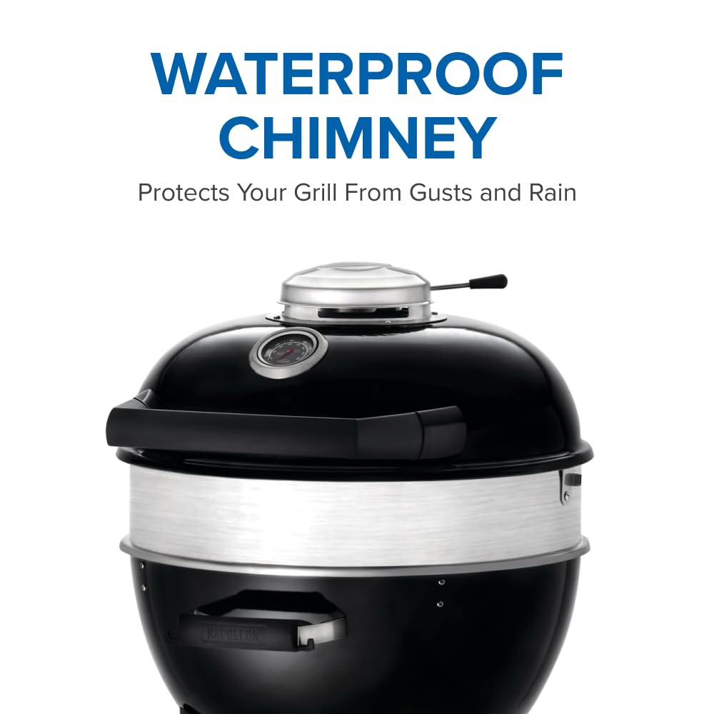 Napoleon PRO22 Professional Charcoal Kettle Grill, Black, Porcelain-Enameled Lid and Bowl, Chrome-Plated Cooking Grid