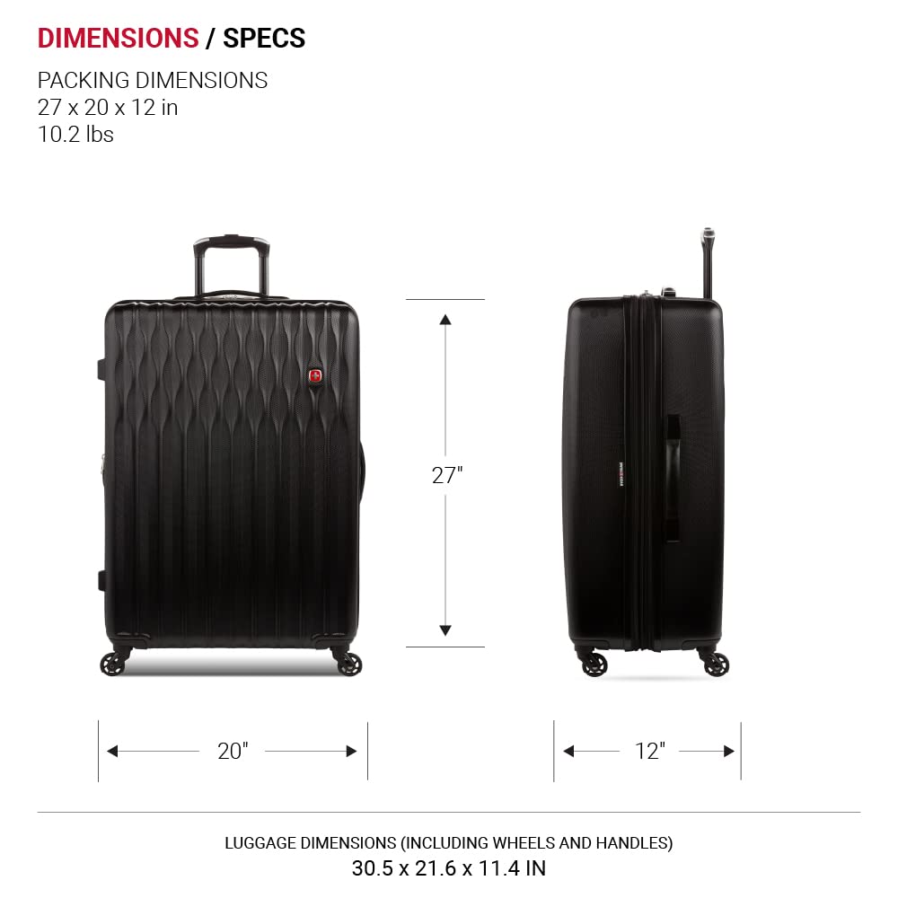 SwissGear 8018 Expandable Luggage, Hard Shell Large Luggage with Spinner Wheels