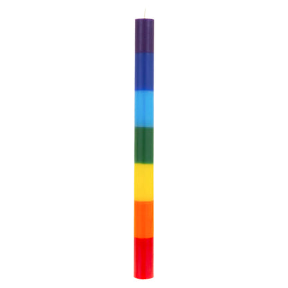 Mega Candles 5 pcs Unscented Multi Color Straight Taper Chakra Candles, Hand Poured Premium Wax Candle 12 Inch x 1 Inch, 100% Cotton Wick, Positive Healing Energy, Meditation, Relaxation, Reiki, Yoga