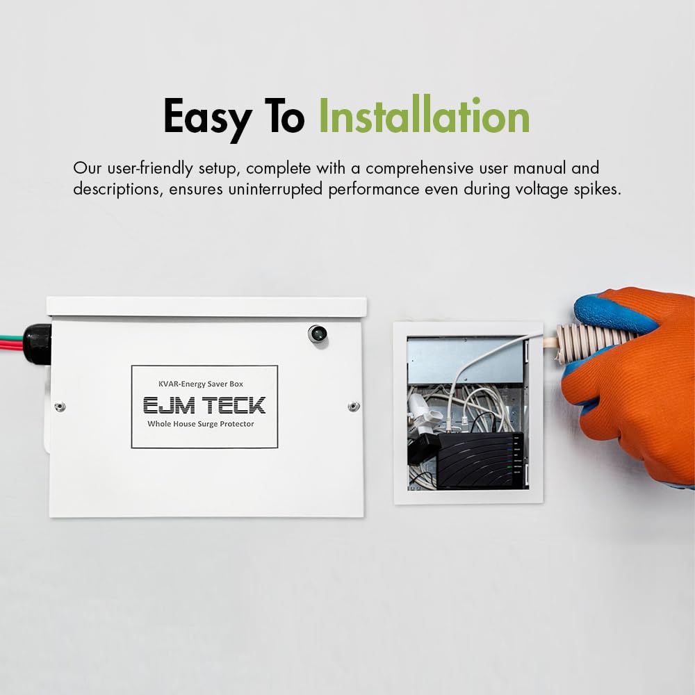 KVAR Energy Saver, 300 Amp Home Energy Saver Box & Surge Protector for Whole House, UL Components Included