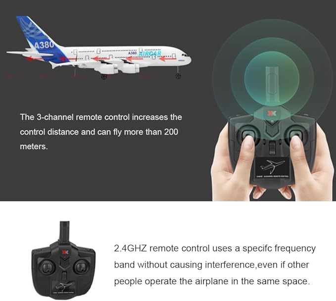 RC Airplane A120-Aircar A380 Model Plane 3CH 2.4Ghz Remote Control Airplane for Beginners and Adults EPP Fixed Wing RTF RC Airliner with 2 Batteries Christmas Birthday Gifts (Regular Version)