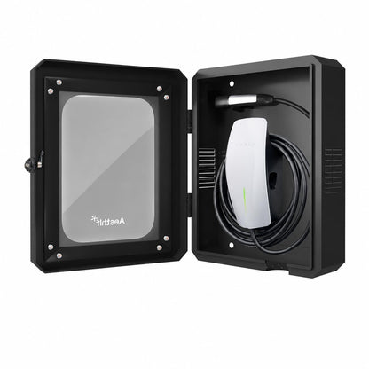 Aesthlf Outdoor EV Charger Enclosure Protect Lock Box for Tesla,Chargepoint & Home Charger,Visible,Anti-UV, Black