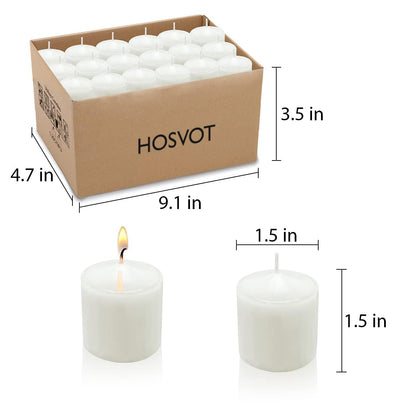 HOSVOT Votive Candles Box of 36, Unscented Votive Candles Bulk, Decorations for Weddings, Parties, Restaurants, Church, Spa (36 Pack, 1.5 Inch, White)