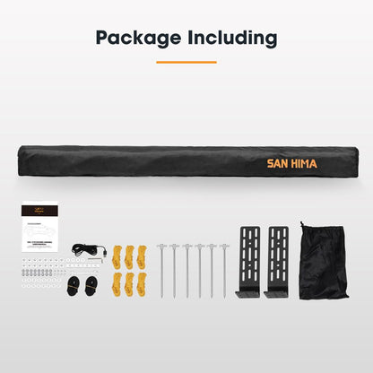 Sanhima 270 Awning Free Standing Built-in LED Light - 129.2 sq.ft Shelter Karlu Frontier Car Side Waterproof UV50+ Wind Resistant, Driver Side, 270 Degree Vehicle Awning for SUV Van Truck