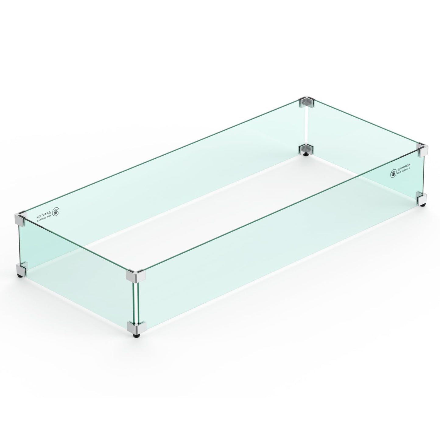 Skyflame 42" X 18" Rectangular Fire Pit Glass Wind Guard Replacement for Outdoor