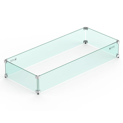 Skyflame 42" X 18" Rectangular Fire Pit Glass Wind Guard Replacement for Outdoor