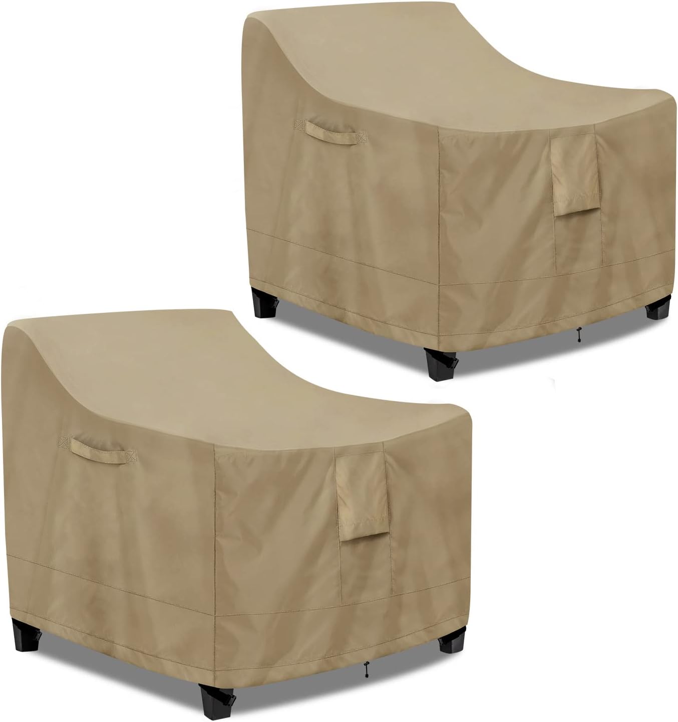 PureFit Waterproof Outdoor Chair Covers - 2 Pack for Patio Furniture | Fits Up to 28"W x 30"D x 31"H, Camel