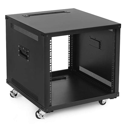 NavePoint 9U Portable Server Rack with Casters - 9U Network Rack Open Frame with Adjustable Rails, 132lbs Capacity - Up to 22.6" Deep 19-Inch Rack for IT Equipment, Telecom & A/V, Black