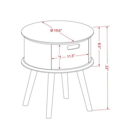 East West Furniture GONE13 One piece wonderful Gordon round table night stand with Drawer, 1-Pack, Burgundy Finish