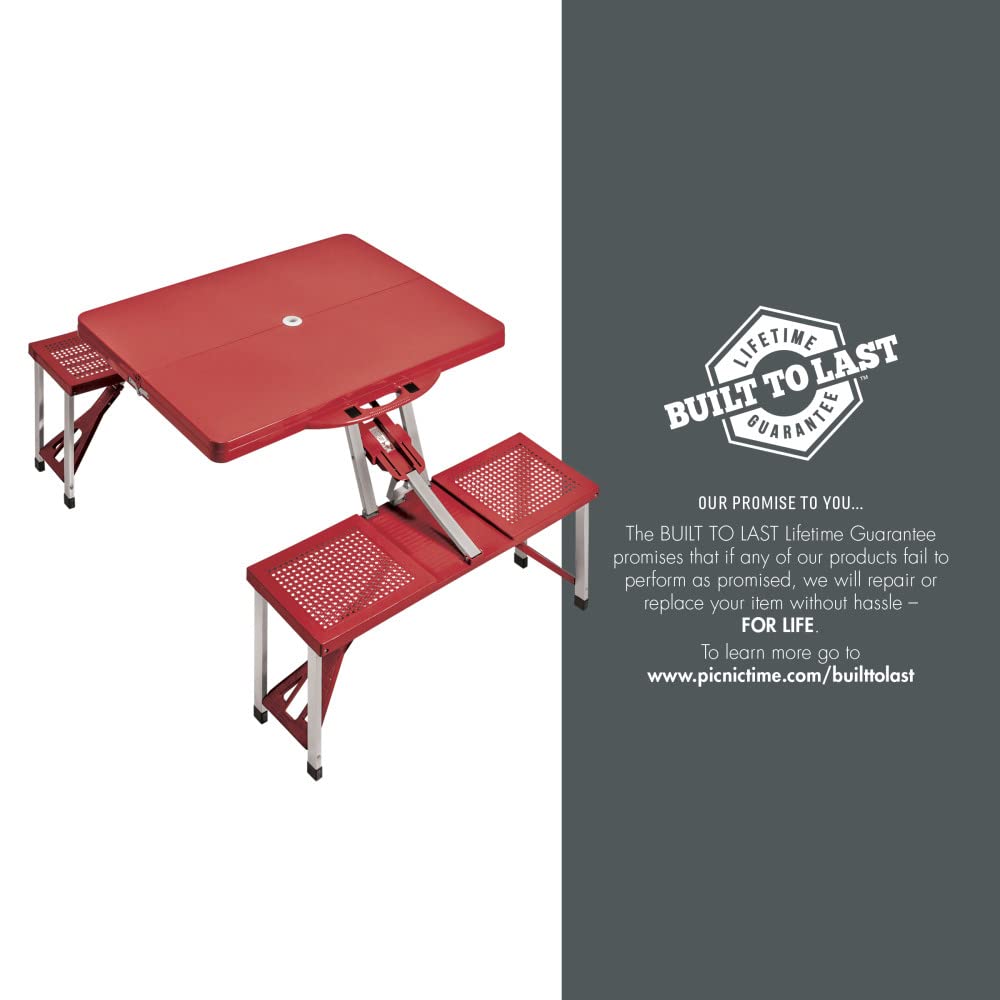 PICNIC TIME NCAA Stanford Cardinal Football Field Folding Picnic Table - Camping Table - Outdoor Table with Umbrella Hole, (Red)