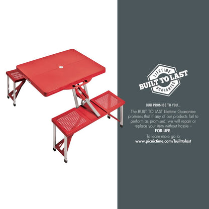 PICNIC TIME NCAA Stanford Cardinal Football Field Folding Picnic Table - Camping Table - Outdoor Table with Umbrella Hole, (Red)