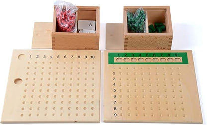 Kghios Montessori Multiplication and Division Board Montessori Math Toys Material for Toddlers KidsMultiplication &amp Division Board