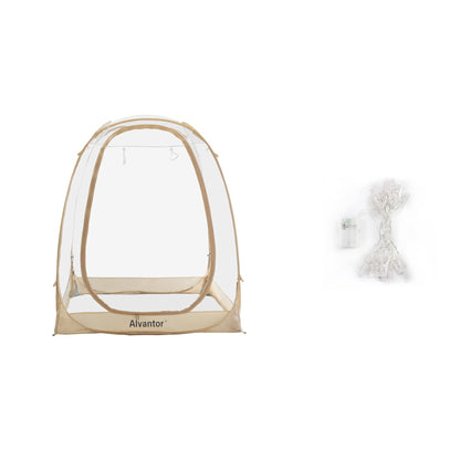 Alvantor Pop Up Bubble Tent - 6’ x 6’ Instant Igloo Tent - 2-3 Person Screen House for Patios - Large Oversize Weather Proof Pod - Cold Protection Camping Tent - Beige