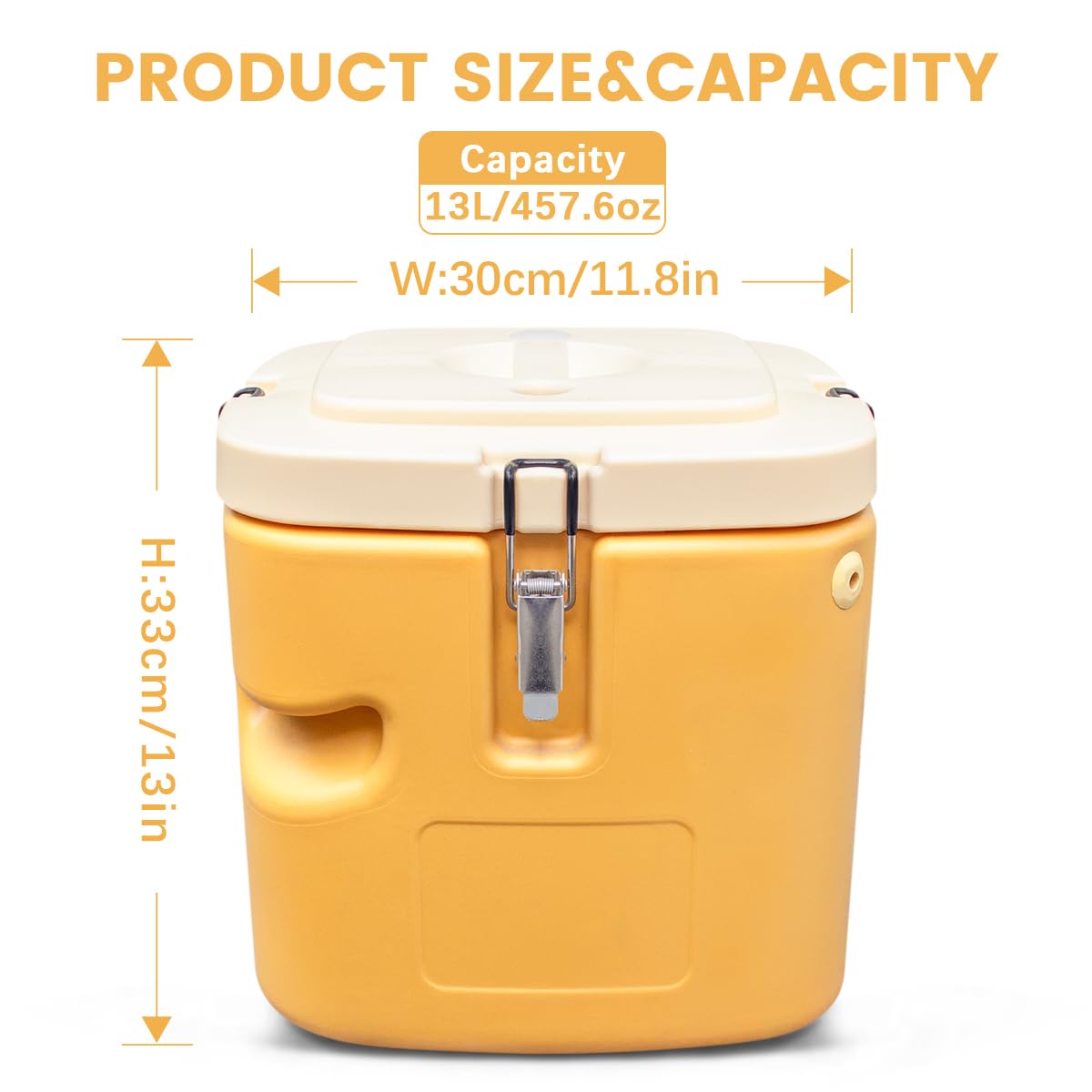 3.43 Gallon Insulated Soup Container,13.74 QT Soup Warmers Commercial,Insulated Food Carrier Food Cooler with 4 Buckles, Handles, Soup Carrier for Restaurant, Canteen,Home