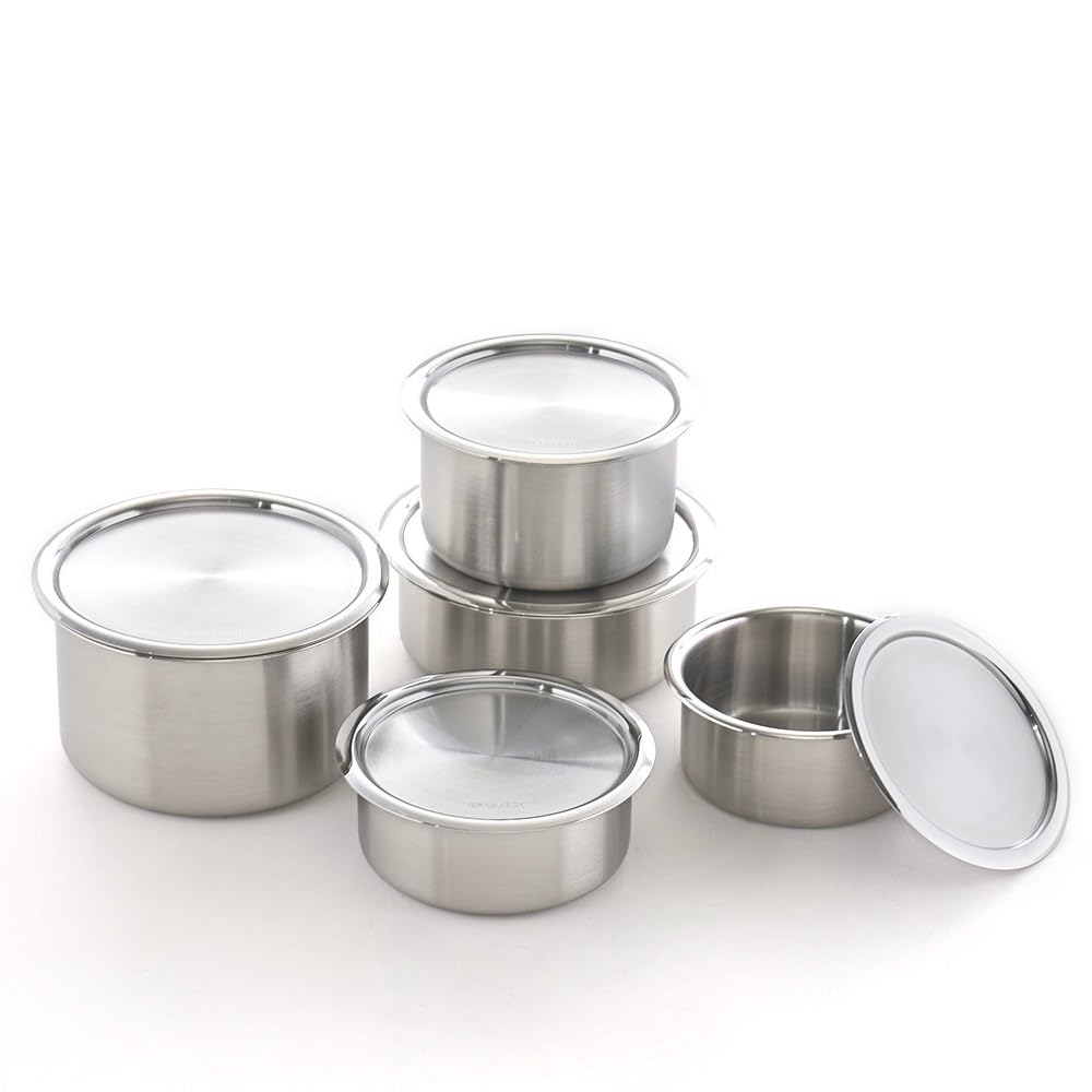 EVERSTEN CaKE 5PCS Stainless Steel Food Storage Containers With Lids 5PCS Canister Set Kitchen Appliances Dishwasher Safe Premium South Korea