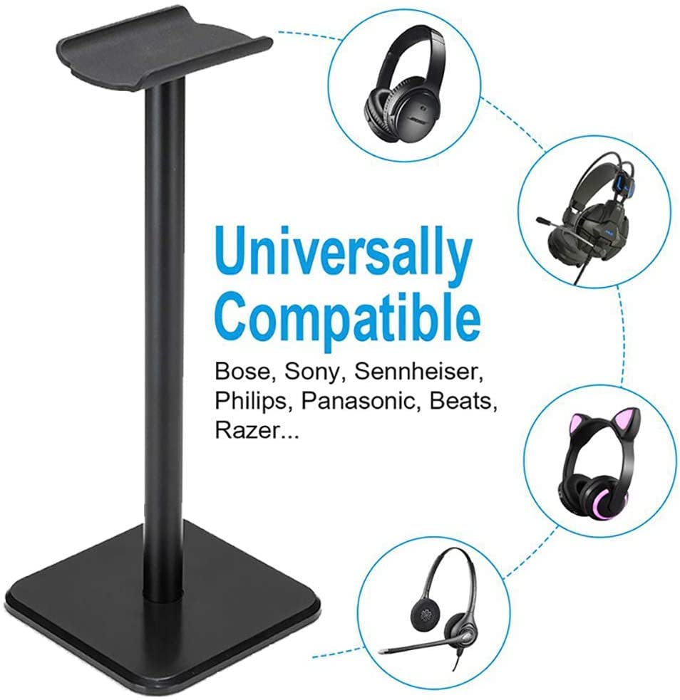 Nwubay Headphone Stand Aluminum Holder for Microsoft Xbox One Chat, Turtle Beach Recon 50X/50P/Beach XO One Stereo, KingTop Each G2000, Sony PlayStation Stereo Headset & More Black