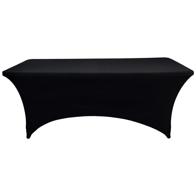 ZarzaaSik 2-Pack 4ft Black Spandex Table Covers for Rectangular Folding Tables - Wrinkle Resistant Stretch Tight Table Cloths - Ultimate Fitted Table Protector for Parties, Banquet, and Wedding