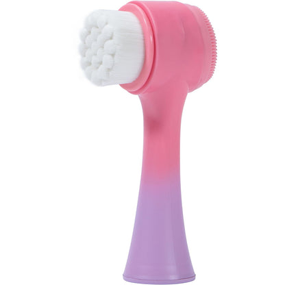 Face Brush 2 in 1, Facial Cleansing Exfoliating Scrubber Brush, Silicone Double Side Manual Face Wash Scrub Brush with Soft Bamboo Charcoal Fiber for Deep Pore Cleansing, Massaging, Skin Care