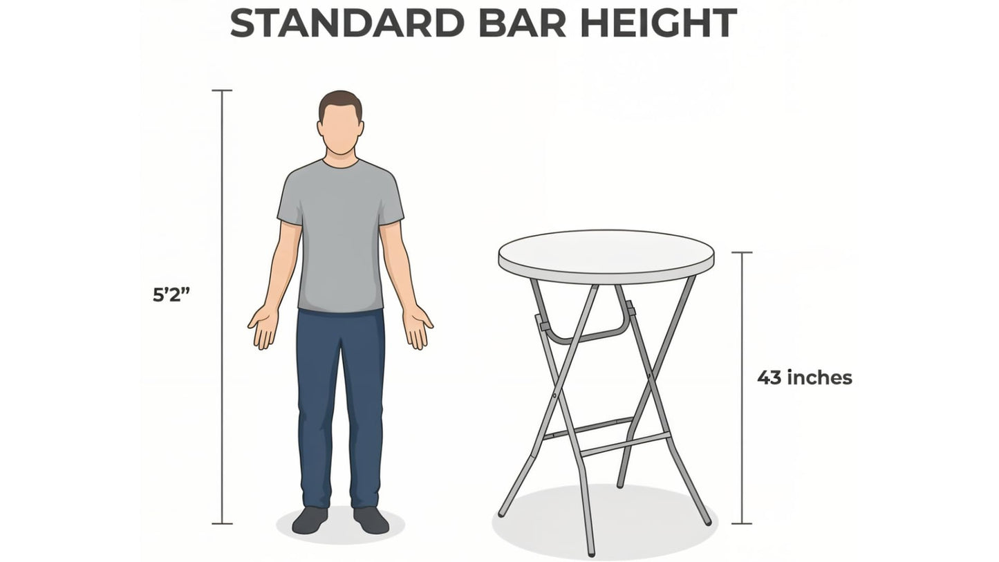 BTExpert 32” Round Bar Height Folding Table Set of 5 – 43” High Top Commercial Plastic Table, White Granite, Portable Heavy-Duty Cocktail Table for Wedding, Party, Event, Indoor Outdoor Use
