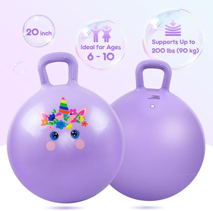 PlayZap Hopper Balls for Kids 6-12 20 Inches Bouncy Ball with Handle 20 Inflatable Bouncing Hopper 50cm Jumping Toys Garden Hopping Toys Girls Boys Gifts