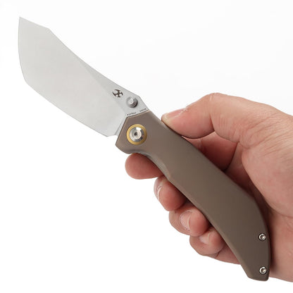 KANSEPT Tipper Pocket Folding Knife, 3.38" Satin Cpm S35vn Steel Blade, Bronze Anodized Titanium Handle with Thumb Stud, Frame Lock, Sharp Knives Gift for Men Women Camping Survival Hiking K1079A2