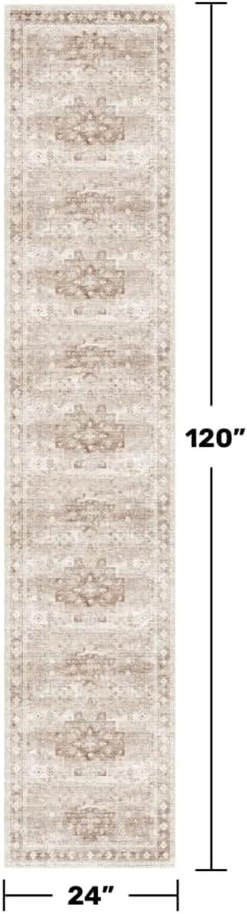 Hazo Haus Non-Slip Hallway Runner Rug - Washable & Waterproof 2x10 Beige/Latte Farmhouse Décor