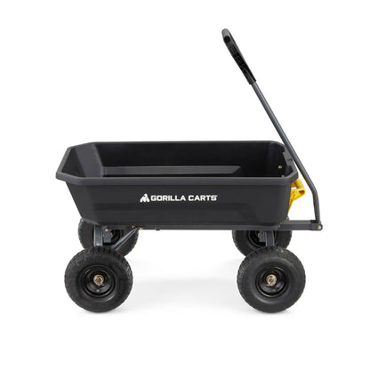 Gorilla Carts Heavy-Duty Dump Cart, Patented Quick-Release Dumping, Steel Frame, 600 lb Capacity, No-Flat 10-Inch Tires, Utility Wagon for Garden, Yard, Beach